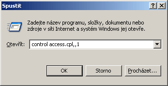 Ovldac Panely v pkazov dce Windows XP
