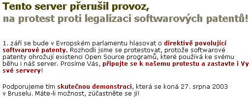 Protest serveru Root.cz proti SW patentm