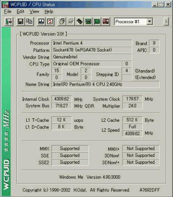 Pentium 4 2.4 GHz na 4310 MHz