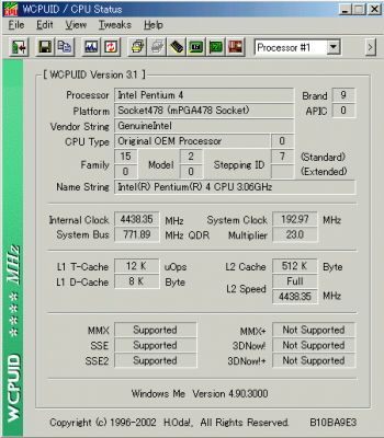 P4 3.06 GHz @ 4.43 GHZ