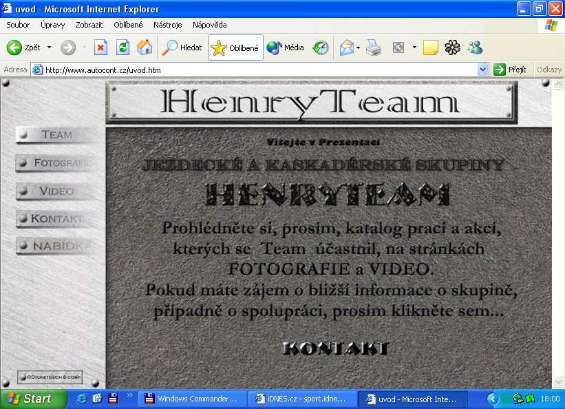 Strnky Henry Teamu na domn autocont.cz