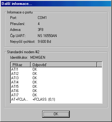 Wavecom diagnostika ve Windows 98