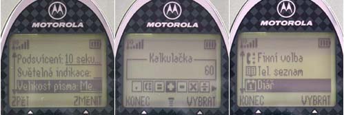 Motorola V60 vnitn displeje