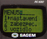 Displej telefonu Sagem 630 - menu