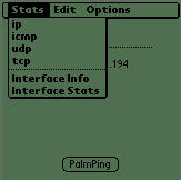 Menu aplikace PalmPing