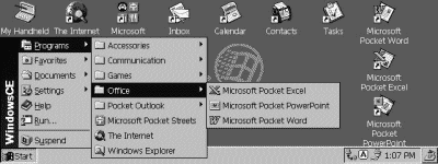 Kaskdovit start menu ve Windows CE 2.0