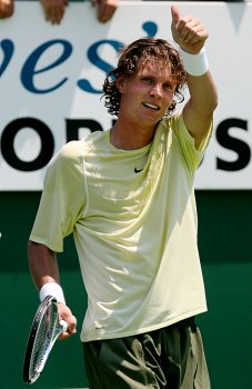 Tom Berdych po vtznm zpase prvnho kola Australian Open 2007.