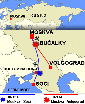 Mapy trasy obou letadel