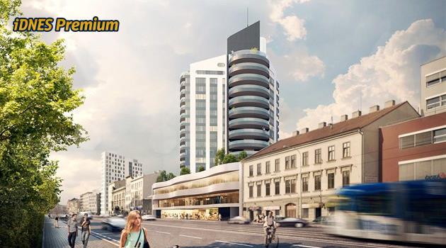 Brno'nun merkezinde bir gökdelenin dur işareti. Bölge ofisi itirazı reddetti