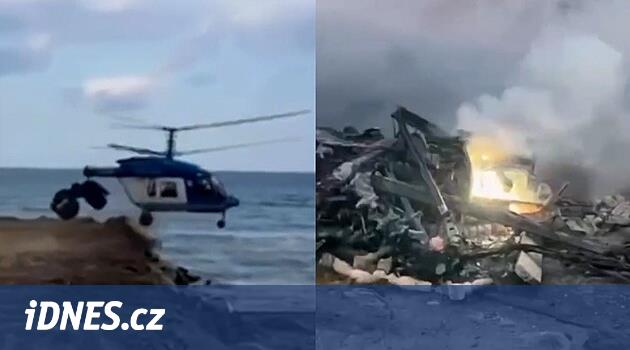 Poškozený ruský vrtulník dosedl a opět vzlétl. Záběry havárie se šíří internetem