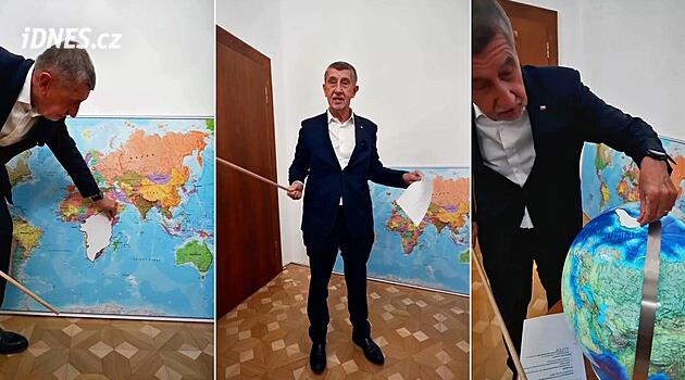 Babiš videoda coğrafya öğretiyor. Haritaların nasıl bozulduğunu açıklıyor