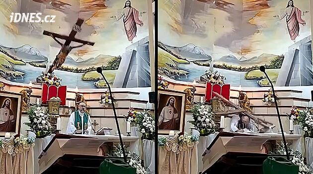 Krucifix! Kněze zabil spadlý kříž uprostřed živého vysílání