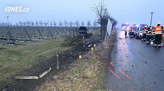 Sarhoş bir sürücü, Břeclav bölgesindeki bir bağa girdi ve milyonda dördü soludu