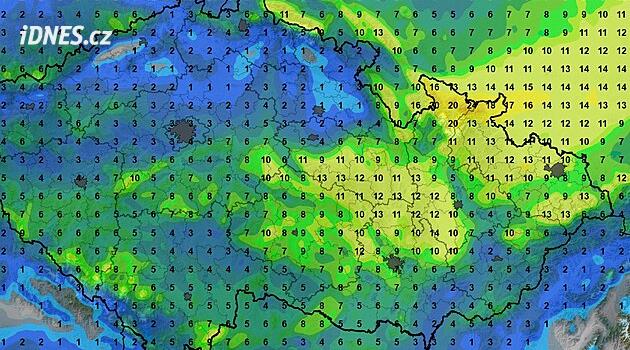 Napadne i přes deset centimetrů sněhu, ukázali meteorologové mapu srážek