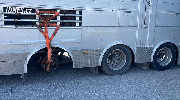 Polis, Budějovice'nin eteklerinde tekerleksiz römorklu bir kamyonu durdurdu.