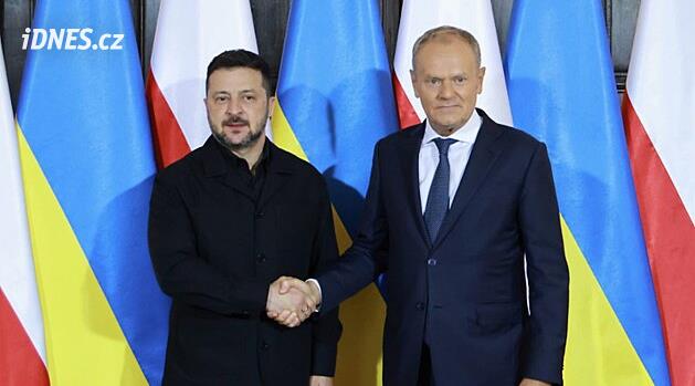 Volodymyr Zelenskyj jednal v Polsku s Donaldem Tuskem. Řešili i nedávné spory mezi oběma státy