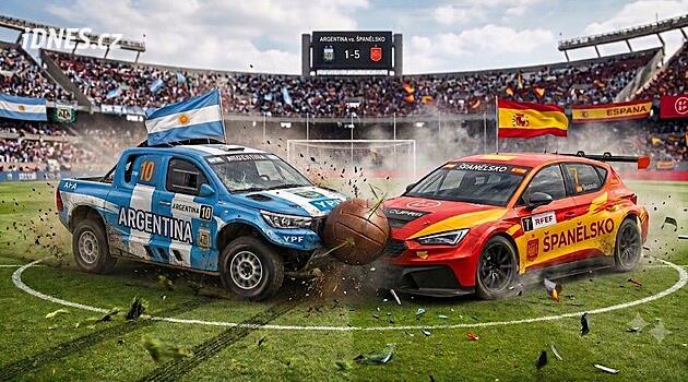 Co se stane, když se Argentina a Španělsko místo trávníku poměří prostřednictvím síly na poli automobilů?