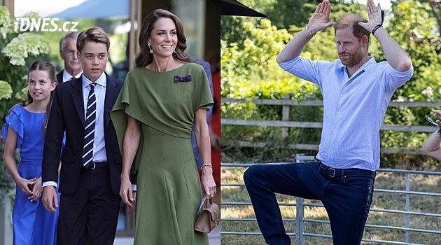 Princ Harry cvičil s kozami, George a Charlotte byli hvězdami na tenise