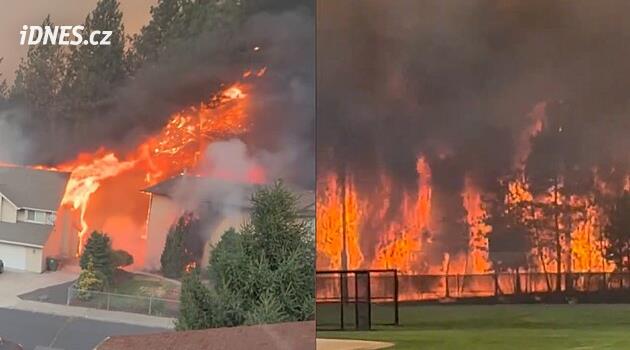 Požár u Spokane v USA vyhnal z domovů 60 tisíc lidí. Zničil stovky budov
